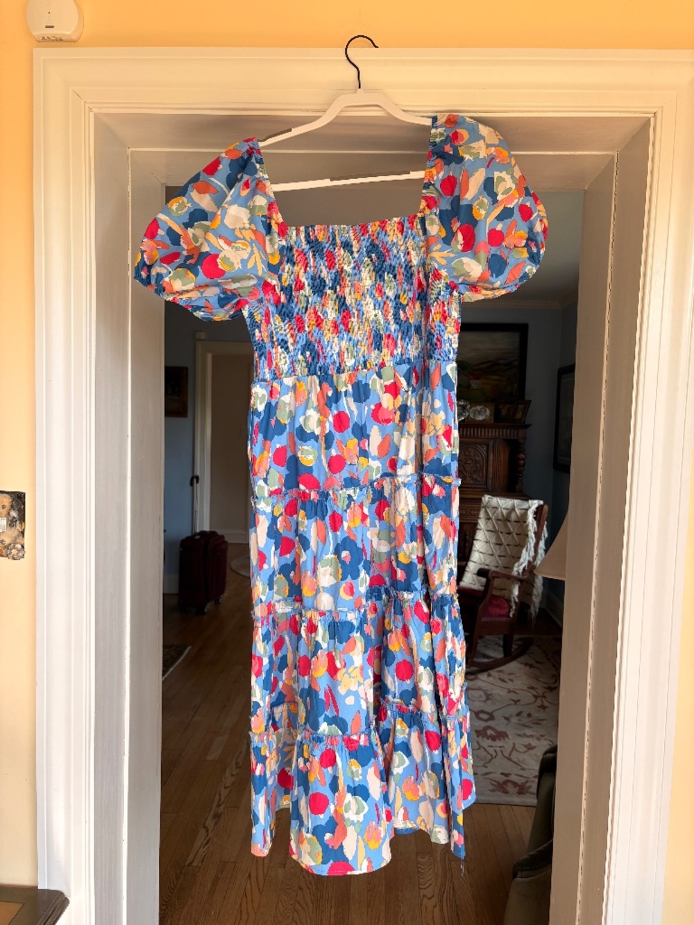 Easel Multicolor Floral Puffsleeve Smocked Sundress L